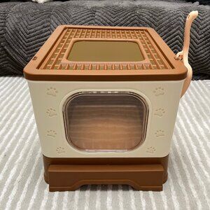 Enclosed Cat Litter Box, Printed Pattern Cat Litter Box, Large Foldable